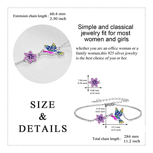 Image of YAFEINI Anklet Bracelets for Women Girls Sterling Silver Hummingbird /Dragonfly /Butterfly Link Chain Anklets Jewelry Gifts