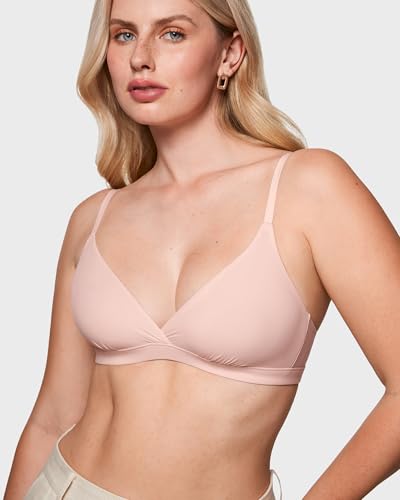 Image of INLYRIC Women's Inbarely Triangle Bralette Comfortable Unlined V Neck Wireless Smoothing Bra Top Stretch