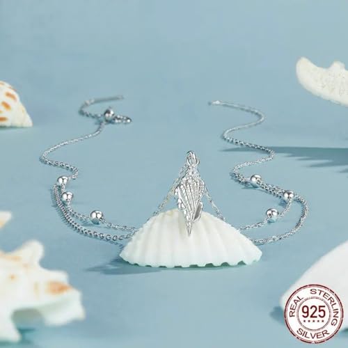 Collier conque argent 925 multicouche, cadeau créatif idéal pour femme et anniversaire