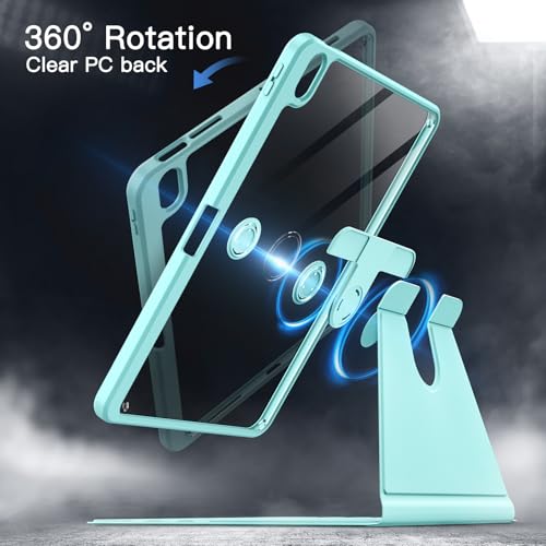JETech Rotating Cover Case for iPad Air 11-Inch M3/M2 (2025/2024), iPad Air 5/4 (2022/2020 5th/4th Generation), 360 Degree Rotation Protective Stand Cover Clear Back, Auto Wake/Sleep (Mint Blue)