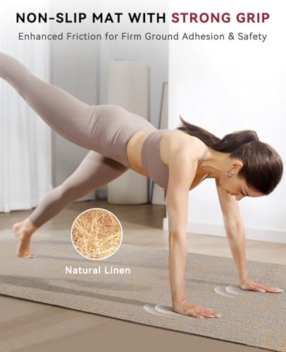 HAPBEAR Extra Large Yoga Mat 84''x30''- 1/4'' Thick Natural Linen Yoga Mat - image 4
