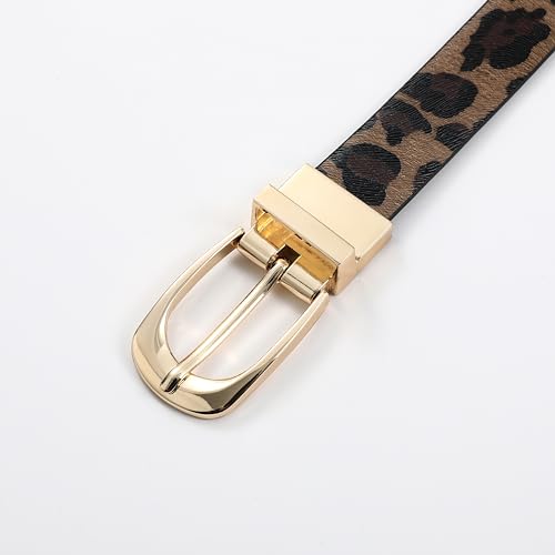 Women Leather Belt Fashion Leopard Print Faux Leather Waist Belts with Gold Buckle For Jeans Dress3