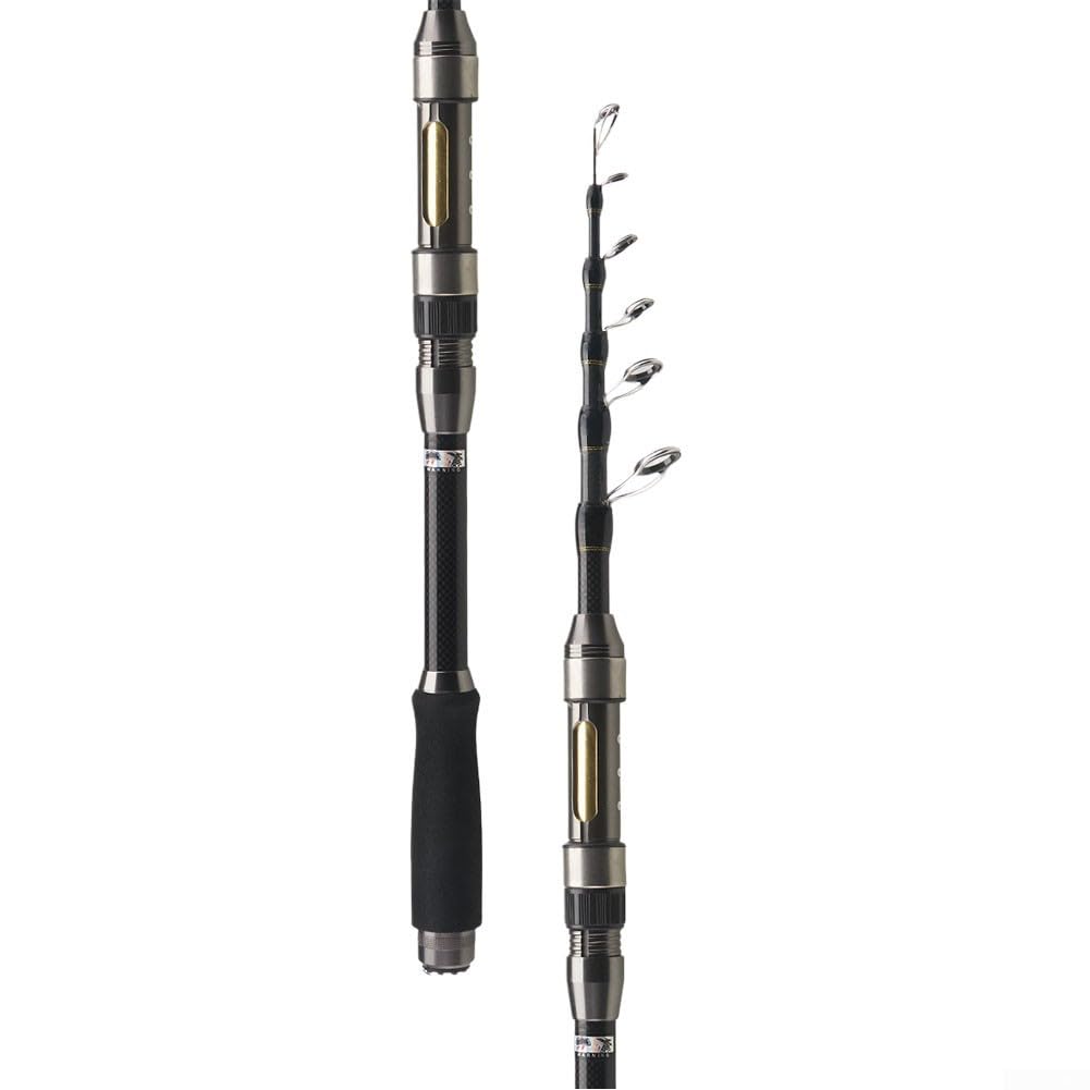 Caña de pescar telescópica de 1 8 m/2 1 m, ligera y de fibra de carbono con mango ergonómico para una fácil pesca