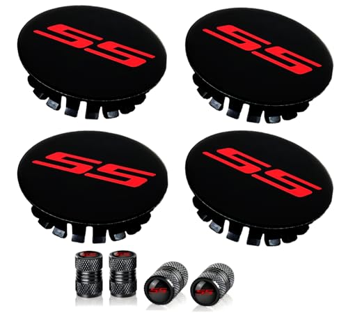 4 PCS 66mm Wheel Center Covers Hub Covers Valve Covers Enhance Vehicle Appearance Auto Trim Parts Compatible Camaro (SS1)