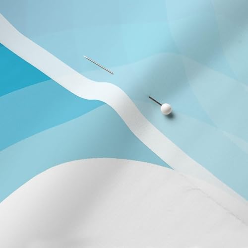 Miniatura 7 de Spoonflower Tela  Rayas azul océano playa olas retro de los años 70 estampado náutico en tela de gasa cuarto gordo  costura moda vestidos decoración