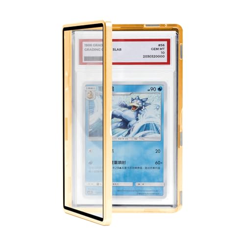 Magnetic Graded Card Slab Protector - Premium Aluminum Graded Card Showcase, Slab Protector with UV-Resistant Tempered Glass, Personalized Slab Bumper for Collectors, Gold