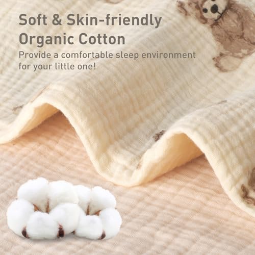 image for Knirose Organic Cotton Muslin Baby Crib Bedding Set 3 Piece Soft for I