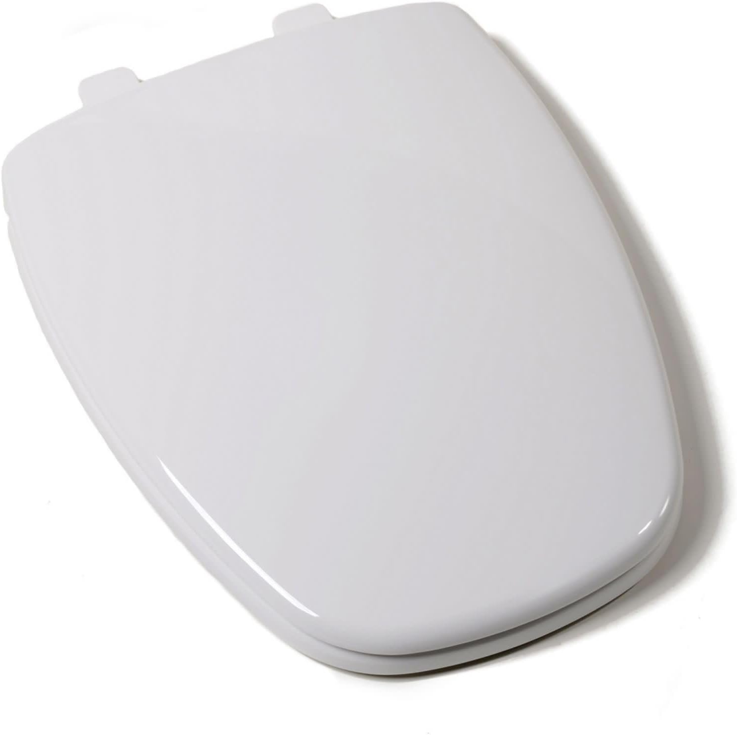 Jones Stephens C1050S00 White Deluxe Plastic Toilet Seat, Square Closed Front with Cover to fit Eljer Emblem, Slow-Close, Elongated White