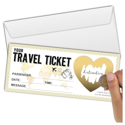 Eronm Boleto de viaje sorpresa para rascar, 1 juego para hacer tu propia tarjeta de embarque, tarjeta de revelación sorpresa para vacaciones, Navidad, boda, cumpleaños, aniversario, fiesta
