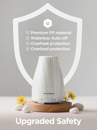 Image of InnoGear Essential Oil Diffuser, Ultrasonic Diffusers for Home Aromatherapy Humidifier for Bedroom Room 7 Colors LED 2 Mist Mode Auto Off, White Grey