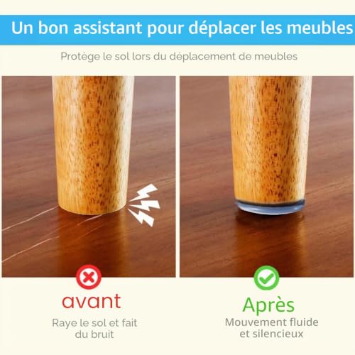 Uni-Fine Shop Uni-Fine Lot de 24 patins en téflon autocollants, 20 mm, robustes en téflon, patins pour meubles, tapis, surface coulissante en PTFE pour un déplacement facile des meubles lourds, tapis – vue 4