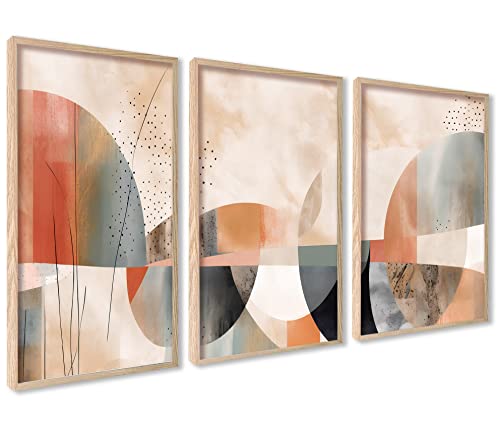 ag.art deco Tavlor för Vardagsrum | 50x70 cm Tryck för Väggar | Posters för Hall och Trappa | Heminredning | Oinramade Affischer | Set om 3 Bilder (Boho Abstrakt)