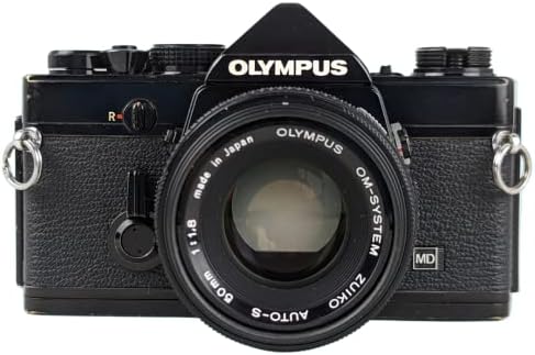 Olympus OM 1 Black Vintage 35mm SLR Film Camera with f/1.8 50mm Prime Lens