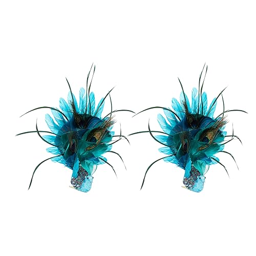 Adornos de gota de Navidad azul y blanco vibrantes, llamativos, decoración de pájaros con plumas para árbol para fiesta de boda
