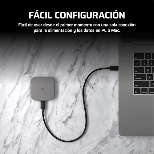 SSD externo 2TB CORSAIR EX400U USB4 portatil con cable USB-C gris 6