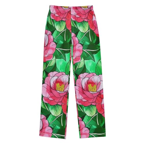 J JOYSAY Camellia Foliage Artwork Pajamas Pants Soft Long Pajama Bottoms Lounge Sleep Pants Size S-XL