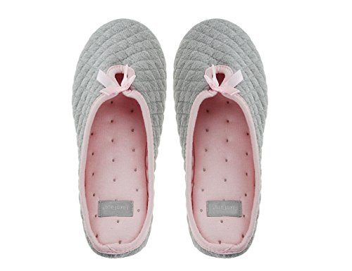 FakeFace Zapatillas de estar por casa para mujer y niña, de algodón, con lazo, para invierno, otoño, primavera (EU 38-39), gris, Einheitsgröße