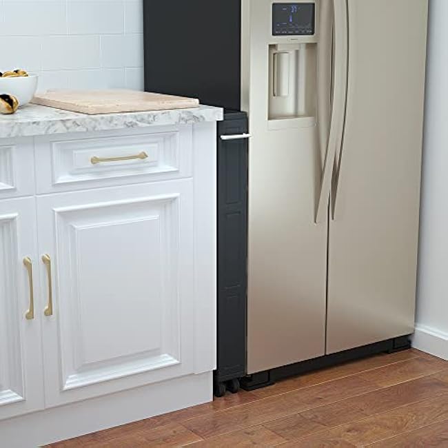 MUSEHOMEINC Compact Space Kitchen Pantry,3-Tier Kitchen Removable Storage Cart, Slim Slide Out Rolling Pantry Shelf for Narrow Spaces£¨Black£©-KjTsIdZK