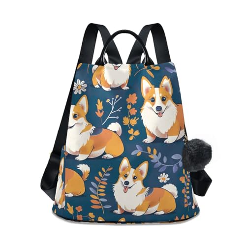 Sac à dos pour femme bleu avec motif chien mignon et pompons tendance