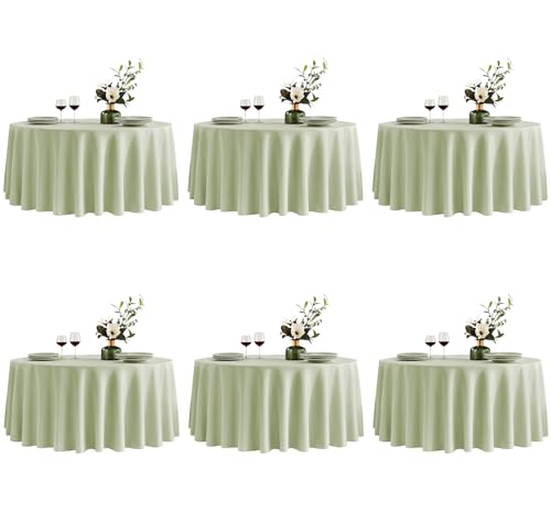 VidaFete Tablecloth 6 Pack 120inch Round Table Cloth Polyester, Stain Wrinkle Resistant Polyester Dining Table Cover for Kitchen Dinning Party Wedding Round Tabletop Buffet Decoration(Sagegreen) by VidaFete - Used condition - US$53.55