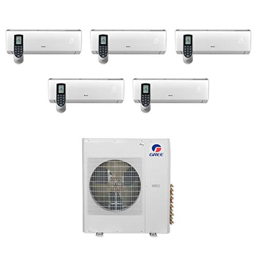 Gree 42,000 Btu Multi21+ Penta-Zone Wall Mount Mini Split Air Conditioner Heat Pump 208/230V Seer 21 (9-9-9-9-12) #TOP6