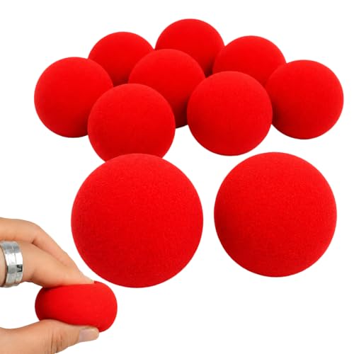Gammaeon 10 bolas mágicas rojas de esponja suave, accesorio mágico para magia callejera y comedia (juego compacto de trucos de 4,5 cm)