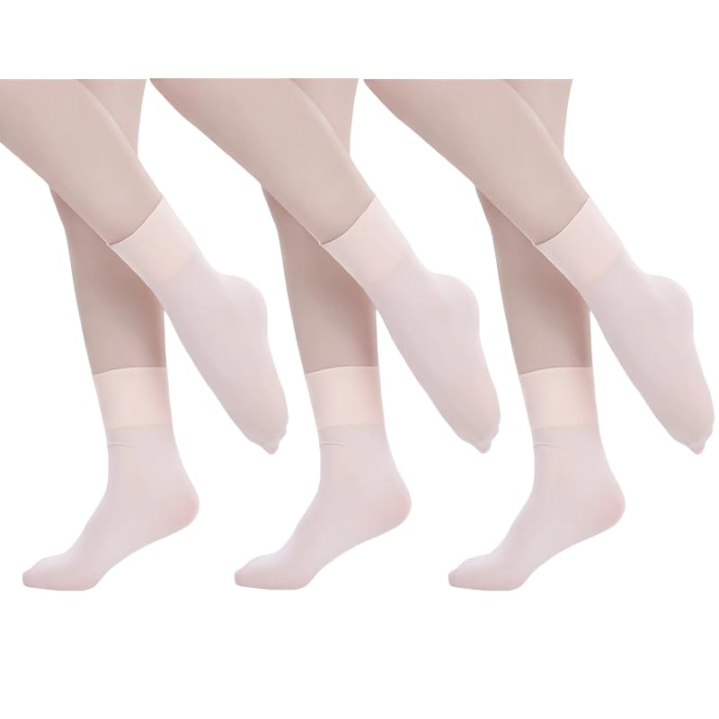 MIXLAC Girls Seamless Ballet Dance Socks 3 Packs Soft Breathable Kids Socks Pink (UK Child 6-12.5)