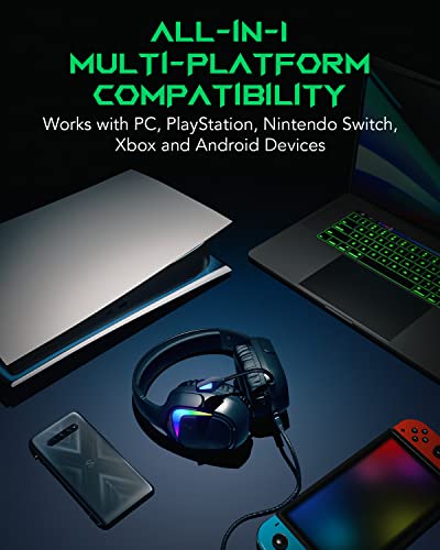 Black Shark Gaming Headset For Pc, Ps4, Ps5, Xbox, Switch, All-In-1 Gaming Headphones With Ultra-Clear Bendable Mic, 50Mm Dynamic Drivers, Noise Isolation Ear Cushions, In-Line Controls - Goblin X1 #TOP2