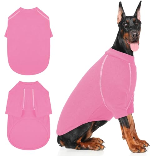 IECOii Great Dane Sweater,Pet Dog Sweater for Extra Large Size Dogs,Fleece Sweatshirt for Dogs Girl Boy,Warm Dog Winter Sweater for Big Dogs,Stretchy Dog Sweatshirt Dog Cold Weather Coats,Pink,5XL
