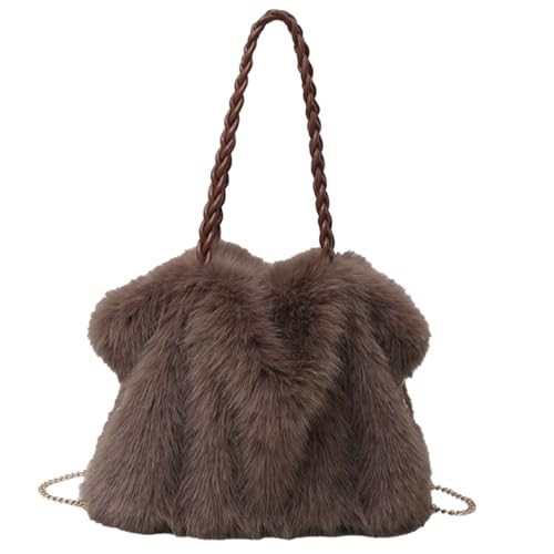 Plush Furry Tote Bag ? Adjustable Large Fuzzy Purse with Detachable Strap, Ideal for Outdoor Travel, Hiking, Work, Walking, Shop
