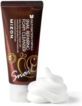 MIZON Snail Repairing Foam Cleanser, Mild and Soft Face Cleanser for Pores and Blackheads, Moisturizing Formula with Snail Filtrate and Soft Bubbles, Korean Makeup Remover (60ml)