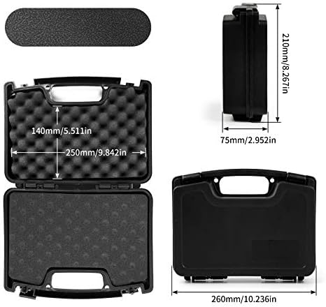 GUGULUZA ABS Pistol Case Tactical Hard Pistol Storeage Case, Gun Case Padded Hunting Accessories Carry Boxs (Black)
