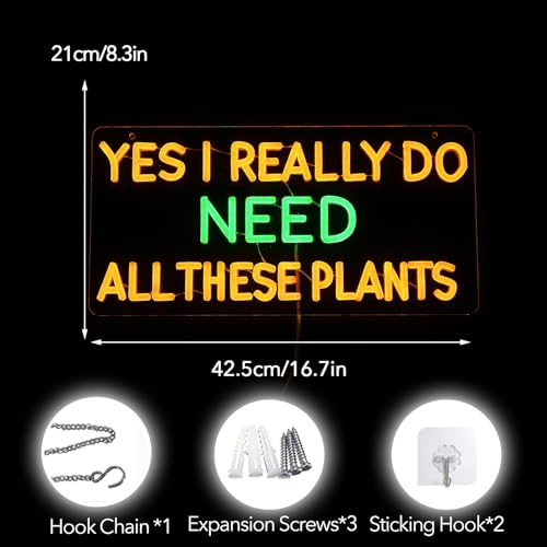 Image of inchYes I Really Do Need All These Plants inch Neon Sign USB for Wall Decor