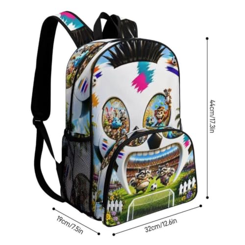 Image of Cute Backpack Soccer Lover Backpack Soccer Fan Gifts,Unique gifts Cartoon Animal Travel Bookbag 17.3inch College backpack daypack for Sport Laptop work travel camping