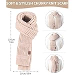 Remifa Winter Beanie Hat Scarf Gloves Set for Women, Slouchy Pom Pom Hat Long Knit Scarf Touchscreen Gloves Christmas Gifts - Image 3