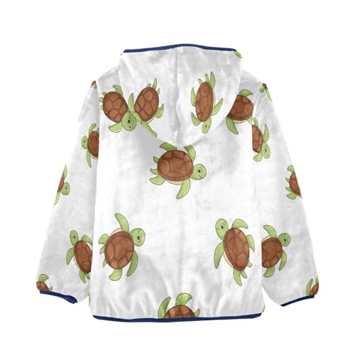 Turtle Pattern Print Design_1 Toddler Fleece Jacket Girl Boys Hooded Fleece Jacket Coat Warm Outwear Zip-up 3-10T2