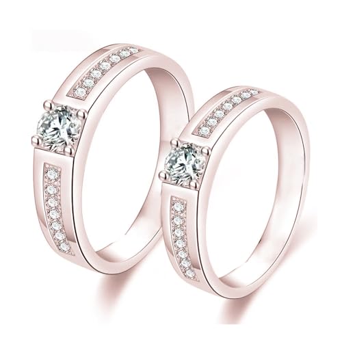 Couple Ring Sets for Him and Her Sterling Silver 10K 14K 18K Gold Personalized Moissanite Wedding Engagement Ring Wedding Band for Men Women Matching Promise Rings for Couples Anniversary Engagement4