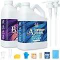 Epoxy Resin 1 Gallon Kit with Pump High Glossy Food Safe Crystal Clear Bubble Free No Yellowing Easy Mix 1:1 for Craft DIY Jewelry Art Casting
