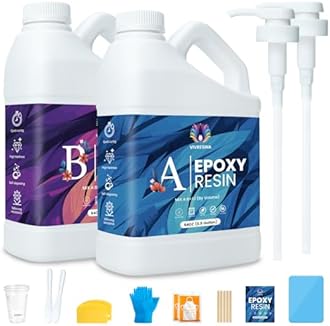 Epoxy Resin 1 Gallon Kit with Pump High Glossy Food Safe Crystal Clear Bubble Free No Yellowing Easy Mix 1:1 for Craft DIY Jewelry Art Casting