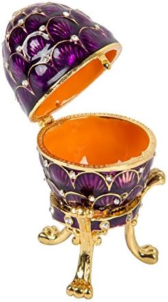 QIFU Vintage Hand Painted Faberge Egg Style Jewelry Trinket Box Hinged, Unique Gift Home Decor, Best Ornament Your Collection