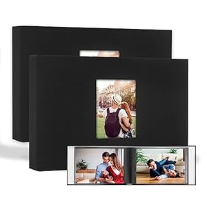 Aevdor Fotoalbum, 2er Pack, Leinen-Schwarz