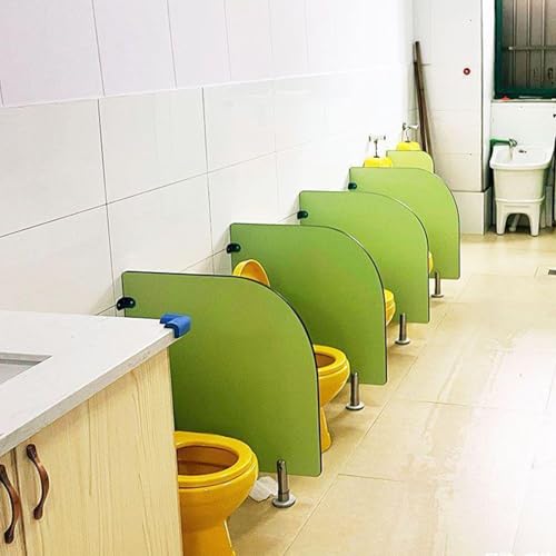 2pcs Kid Toilet Privacy Dividers Green Urinal Baffles 27.5x23.6in Escuela Kindergarten Reparticiones de baño Diseño Seguro Redondeado