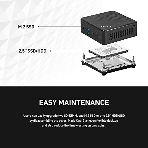 Image of msi Cubi N ADL Mini PC: Intel Celeron N100, Wi-Fi, Thunderbolt Type C, Black, Non-OS /Barebone: ADL-020BUS