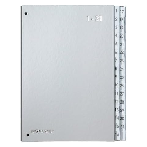 Pagna 24329-14 Organiser File 265 x 340 x 40 mm 32 Sections 1-31 Silver Cover