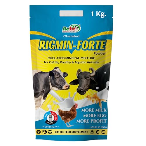 Image of REFIT ANIMAL CARE Chelated Mineral Mixture for Cow, Buffalo, Goat, Pig, Broiler, Cattle, and Livestock Animals - Enhances Milk Production, (1kg Pouch) - Rigmin-Forte