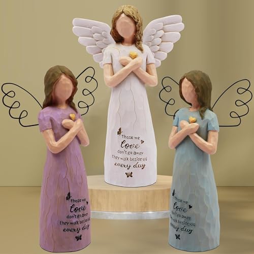 Figura de ángel de resina pintada 12.95 cm crema miniatura 5