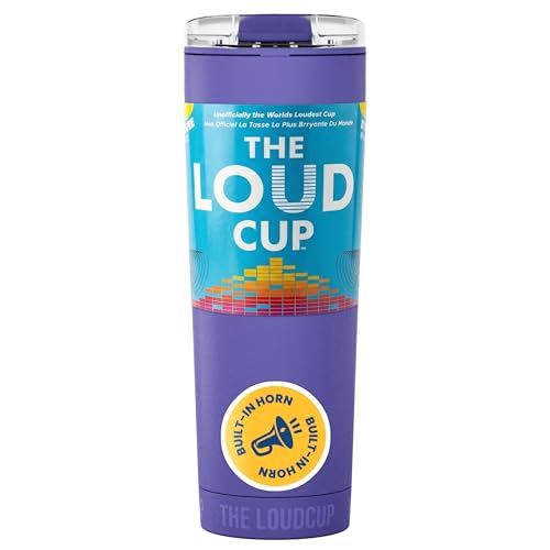 The LoudCup Blow Horn Tumbler, Cheer & Sip 2-in-1 Reusable Water Bottle with Built-In Horn for Sports Games, Tailgates, Parties & Events, BPA-Free, 23 oz, Royal Purple