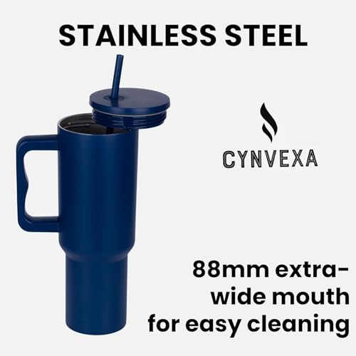 Image of CYNVEXA Personalized with Your Name, Tumbler with lid and Straw 1200ML Cup Stainless Steel Vacuum Insulated Tumbler for Water, Iced Tea or Coffee 1.2L Office Gym Travelling (Navy Blue)