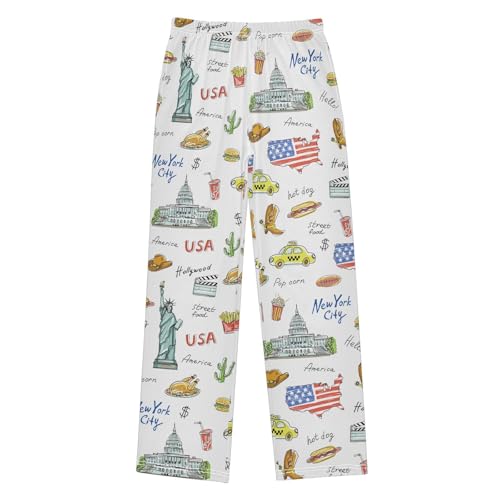 New York City Boys Long Pants Soft Trousers Elastic Waist Kids Lounge Bottoms with Pockets S-XL