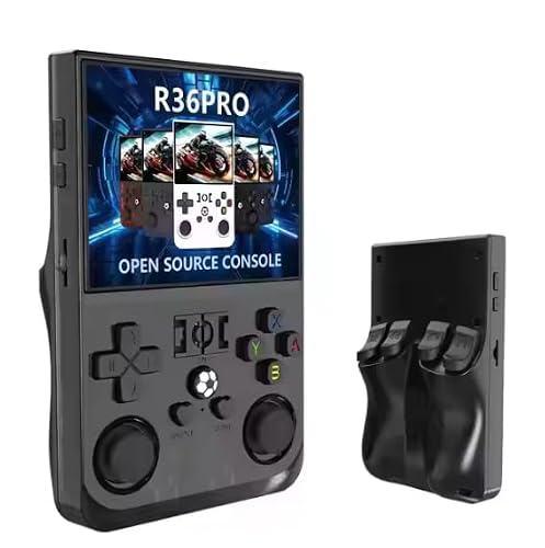 2025 New Upgraded R36MAX Retro Handheld Game Console with 64G Built-in 18000+ Classic Games, Portable Hand Held Open Source Linux System 4.0-in 4k HD IPS Screen Video Player (Black MAX 64GB) -  JINFU, R36 Max